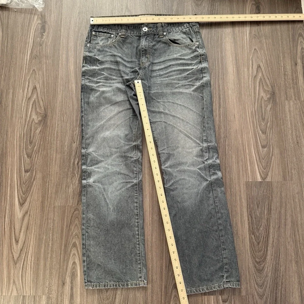 Ecko Unltd Jeans 714 Straight Fit Mens 34z32 Faded Black Whiskered - Picture 5 of 8
